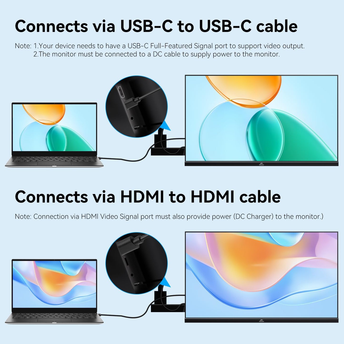 Kenowa 23.8" 100Hz Large Portable Monitor IPS FHD 1080P Freesync USB-C HDMI Gaming Monitor, External Display Dual Speakers Adjustable Stand for PC,Laptop,Mac,Phone,Game Consoles