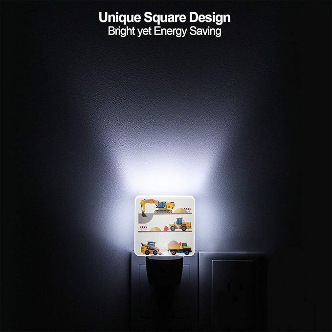 Led Night Light, Construction Car Decorative Plug in Nightlights,with Smart Auto Dusk to Dawn Night Light for Bedroom, Kitchen, Nursery, Bathroom