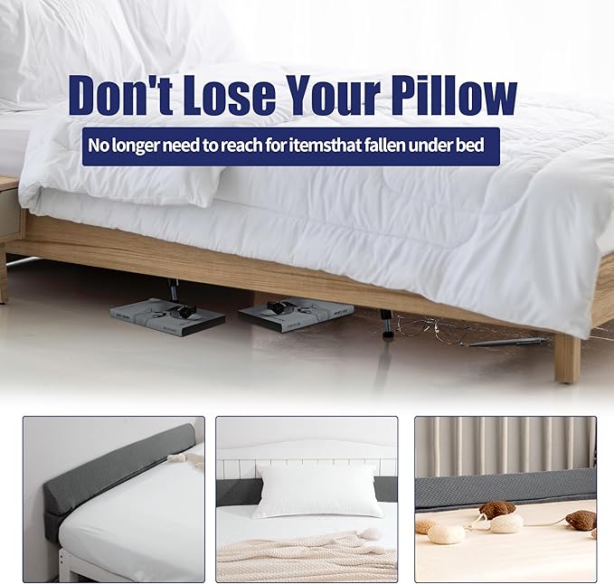 HOMBYS Wedge Pillow Headboard for Bed Gap,Foldable Bed Wedge Gap Filler Queen Size,Matterss Gap Filler,Multi Functional Bed Crack Pillow, Fill The Gap (0-7") Between Your Headboard and Mattress,Grey