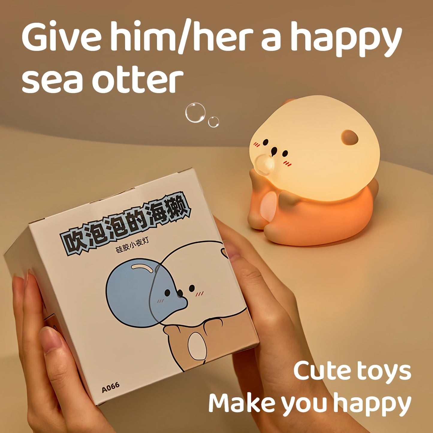 Gofuch Bubble Blowing Otter Night Light  3-Level Dimmable Usb Rechargeable Lamp With Timer  Soothing Animal Toy For Nursery Bedroom Dorm Decor  Gift For Boys Girls Teens mature-themeds