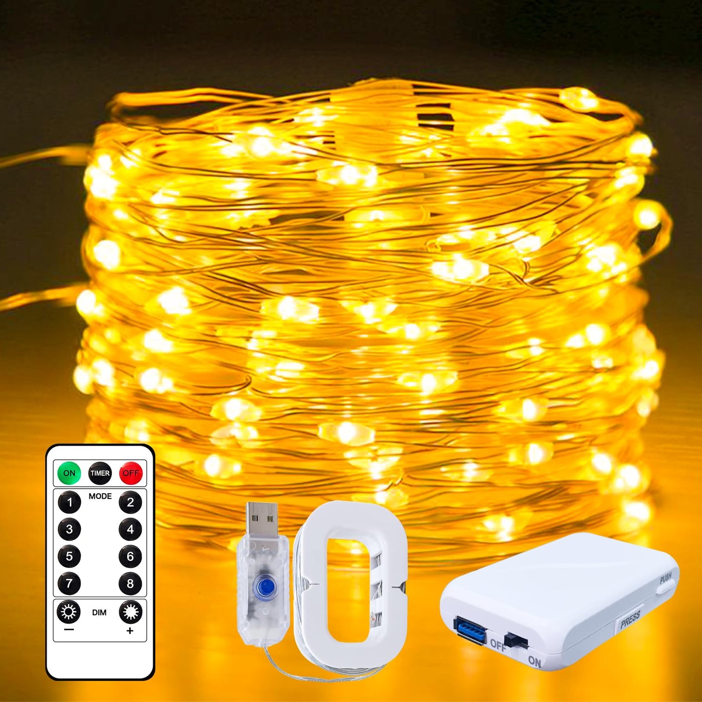 FWYWNL USB Fairy Light, 16ft 50 LED, Warm Colour, Copper, Remote Control, Waterproof, 1 Pac
