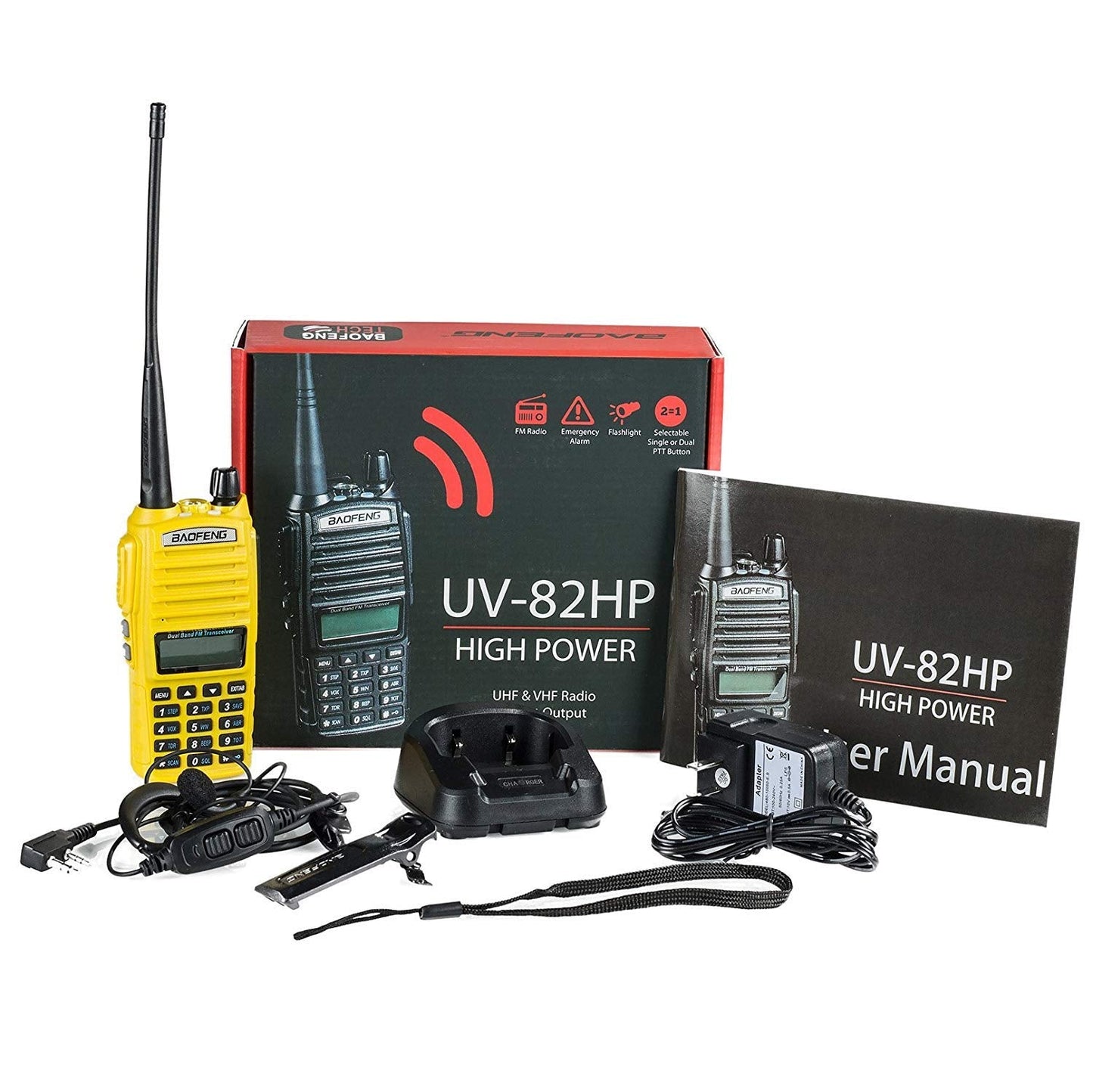 BaoFeng UV-82HP (Yellow) High Power Dual Band Radio: 136-174mhz (VHF) 400-520mhz (UHF) Amateur (Ham) Portable Two-Way
