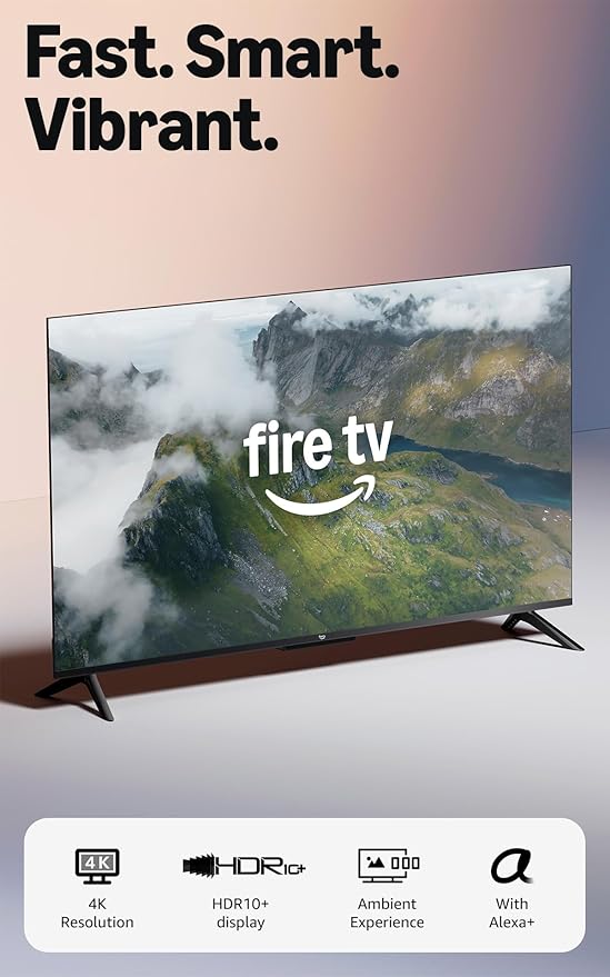 Amazon Fire TV 50" 4-Series (newest model), 4K Ultra HD smart TV with Alexa Remote, HDR10+, fast processor, Dolby Audio, A...