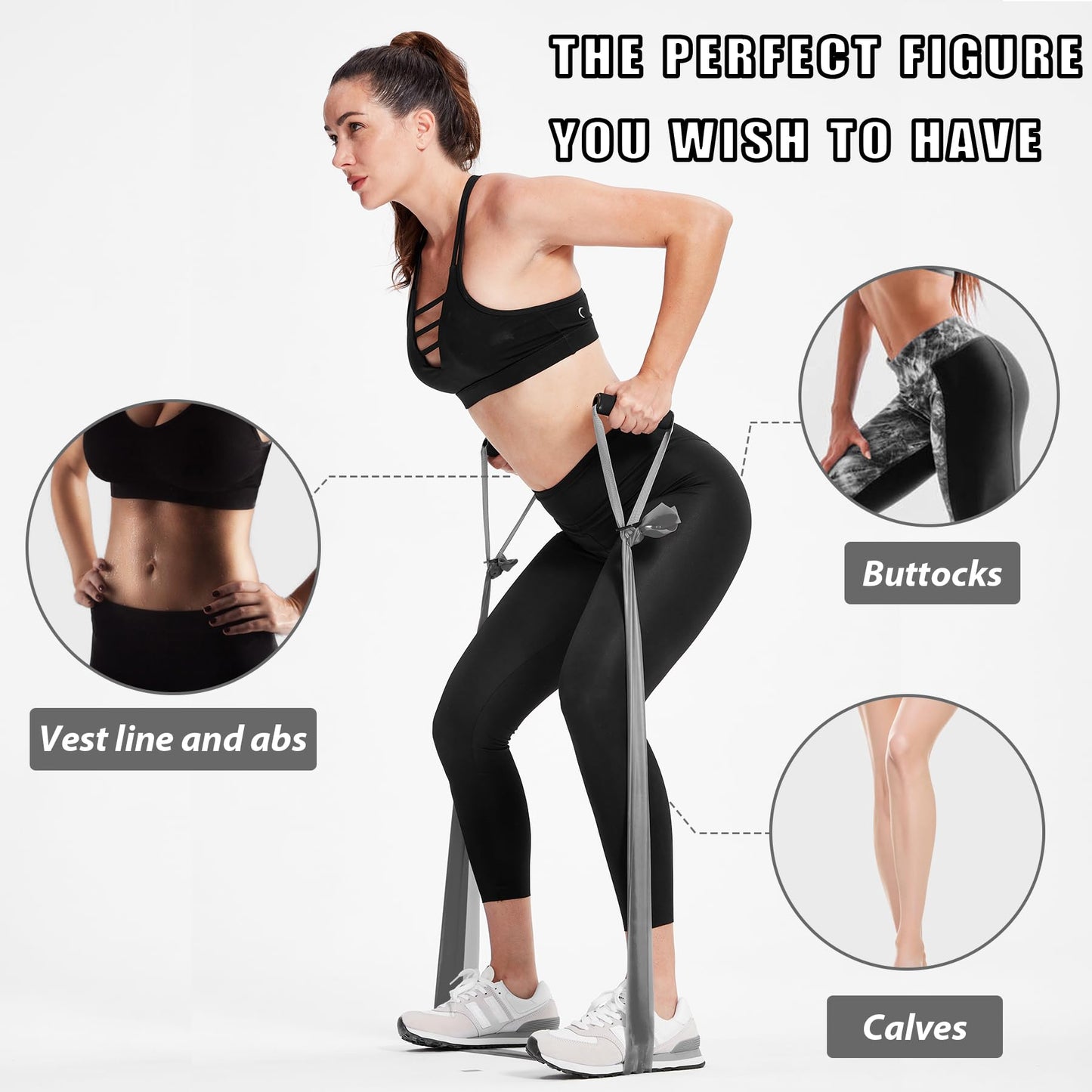 Exercise Bands Resistance Bands Set with Handles, Stretch Bands Workout Bands for Stretching, Latex Free Fitness Physical Therapy Bands Suitable for Rehab, Yoga, Pilates, Gym, Home Exercise