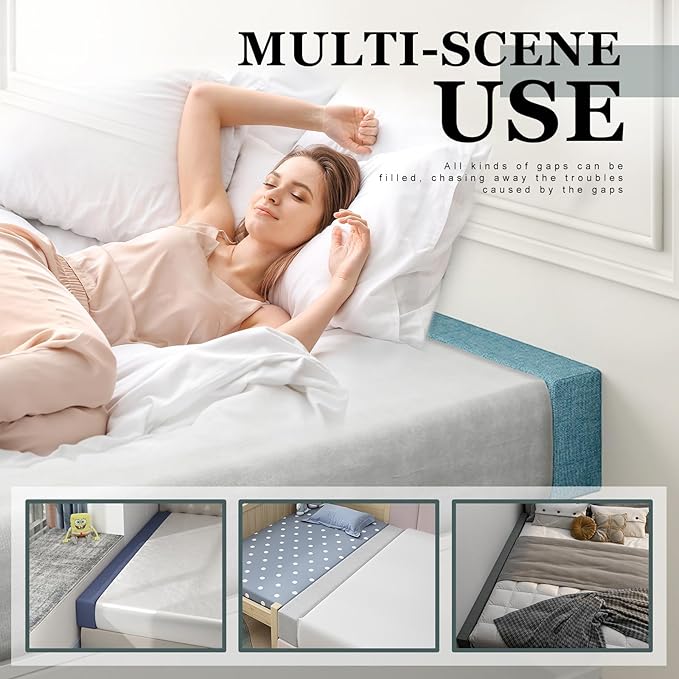 Mattress Extender, Bed Gap/Space Filler, Headboard Pillow Between Headboard and Mattress or Wall, High-Density Foam with Removable Cover（Light Grey-Full-54 * 6 * 8in）