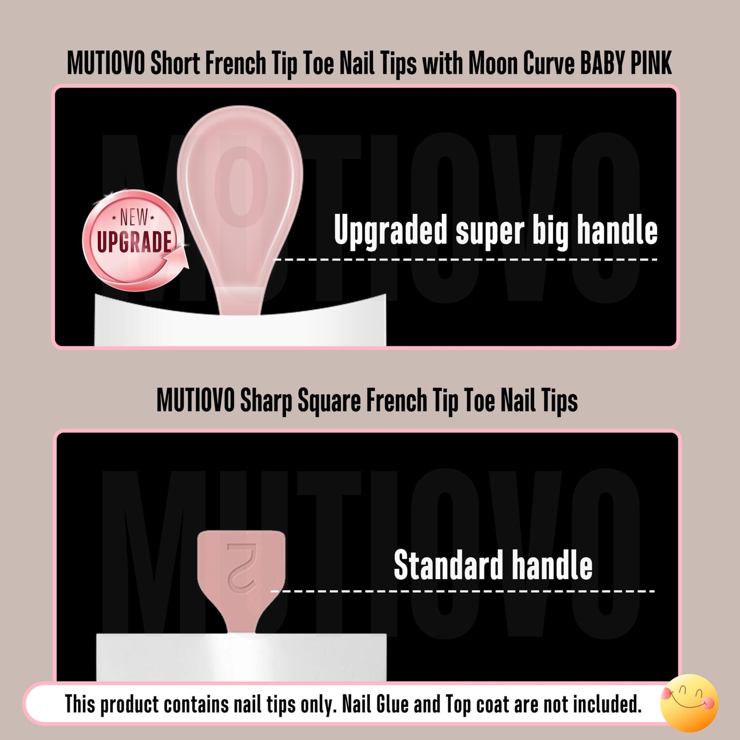 Short Toe Nail Tips White French Tip BABY PINK Press on with Moon Curve,Soft Gel False Nail Kit,Thick Sharp Square Toenail Exten