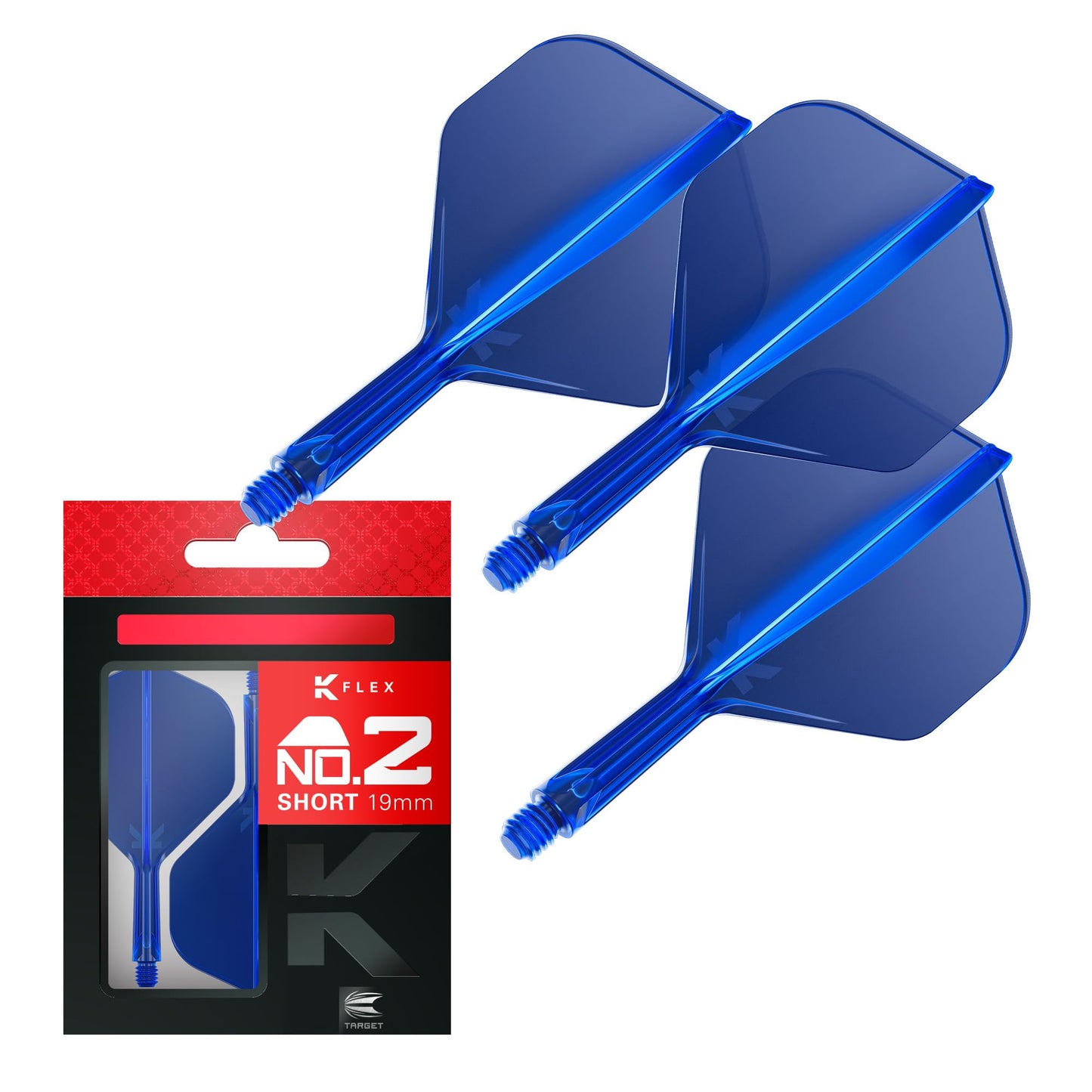 Target Darts K Flex Integrated Dart Flights And Shafts  No.2 Blue (Short) | Pack Of 3 K-Flex - No2  Kflex All In One Moulded Dart Flight & Stem | Professional Dart Accessories