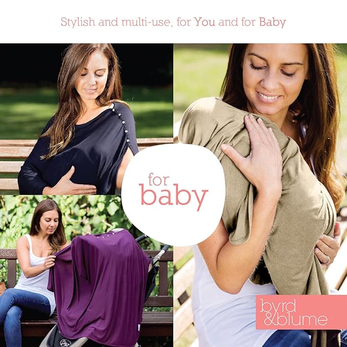 Byrd & Blume Maternity Nursing Cover Breathable Lightweight Breastfeeding Cover Wrap Shawl Scarf Poncho Full 360 (Latte, One size)