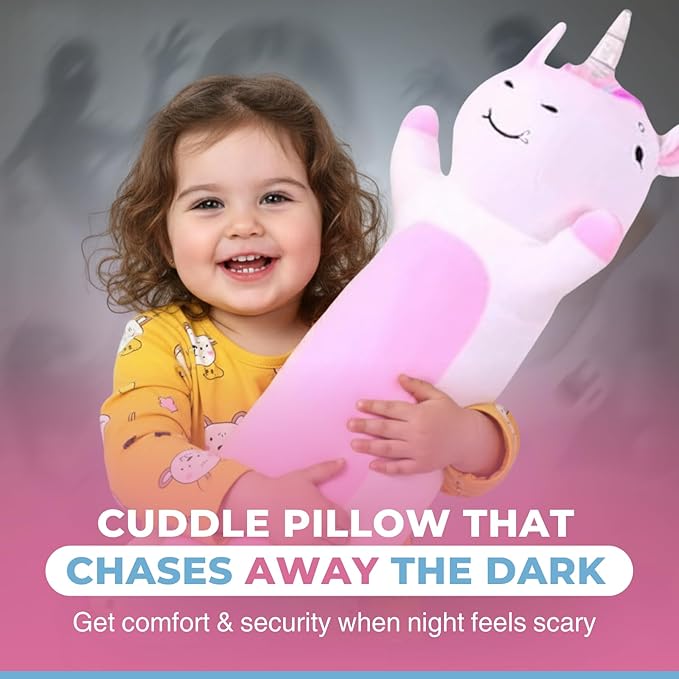 Unicorn Plush Body Pillow for Kids | Long Stuffed Animal Cuddle Pillow | Soft Hugging Toy | Plushie Gift for Girls & Boys | Long Plush Body Pillow for Sleep & Comfort | Large, 47 Inches