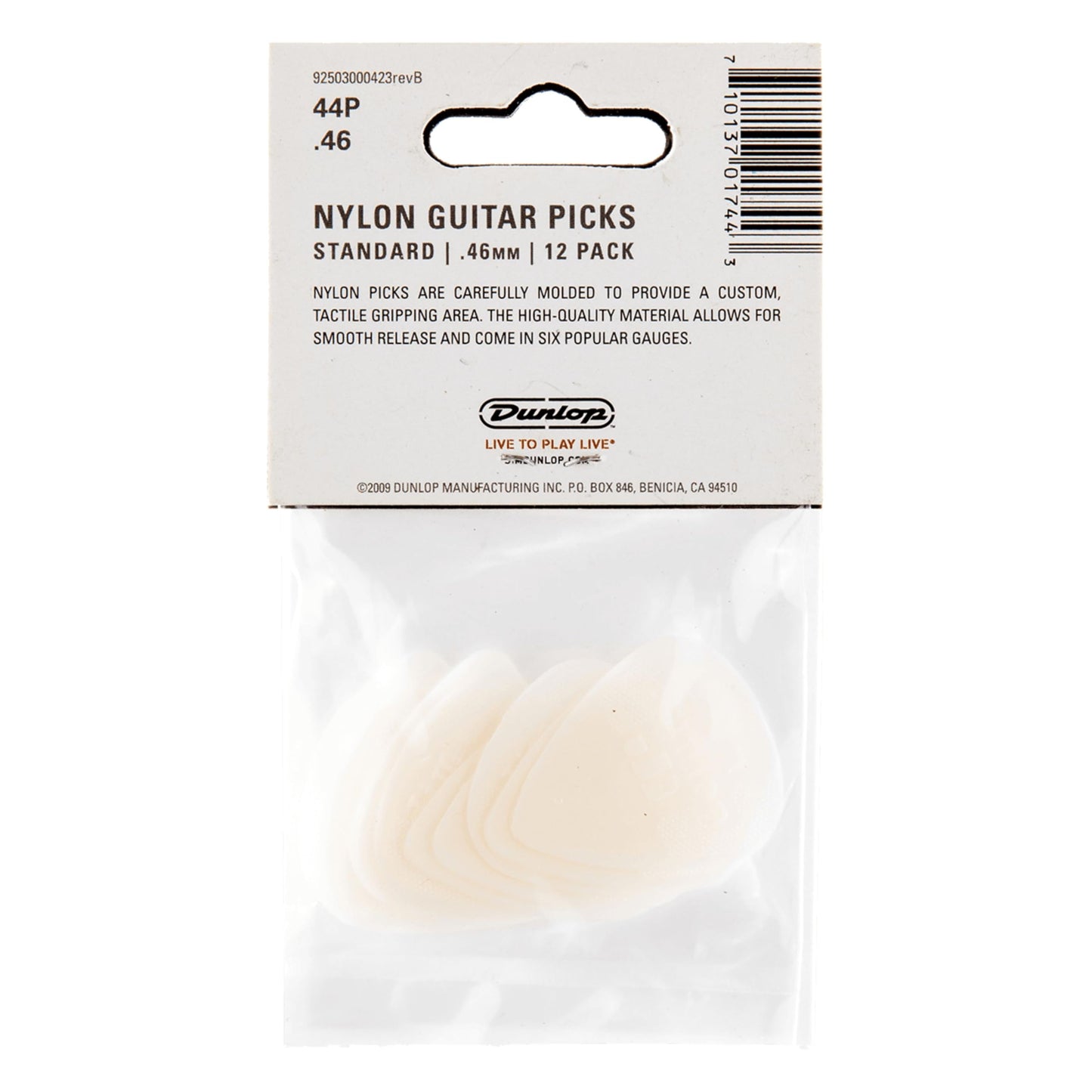 Dunlop 44 Plektren Nylon Standard Cream 0.46 Mm
