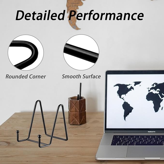 10 Pcs Plate Stands for Display,8 Inch Plate Holder Display Stand, Metal Frame Bracket for Book, Picture, Decorative Plate, Photo, and Platter, Desktop Display Shelf, Tabletop Art