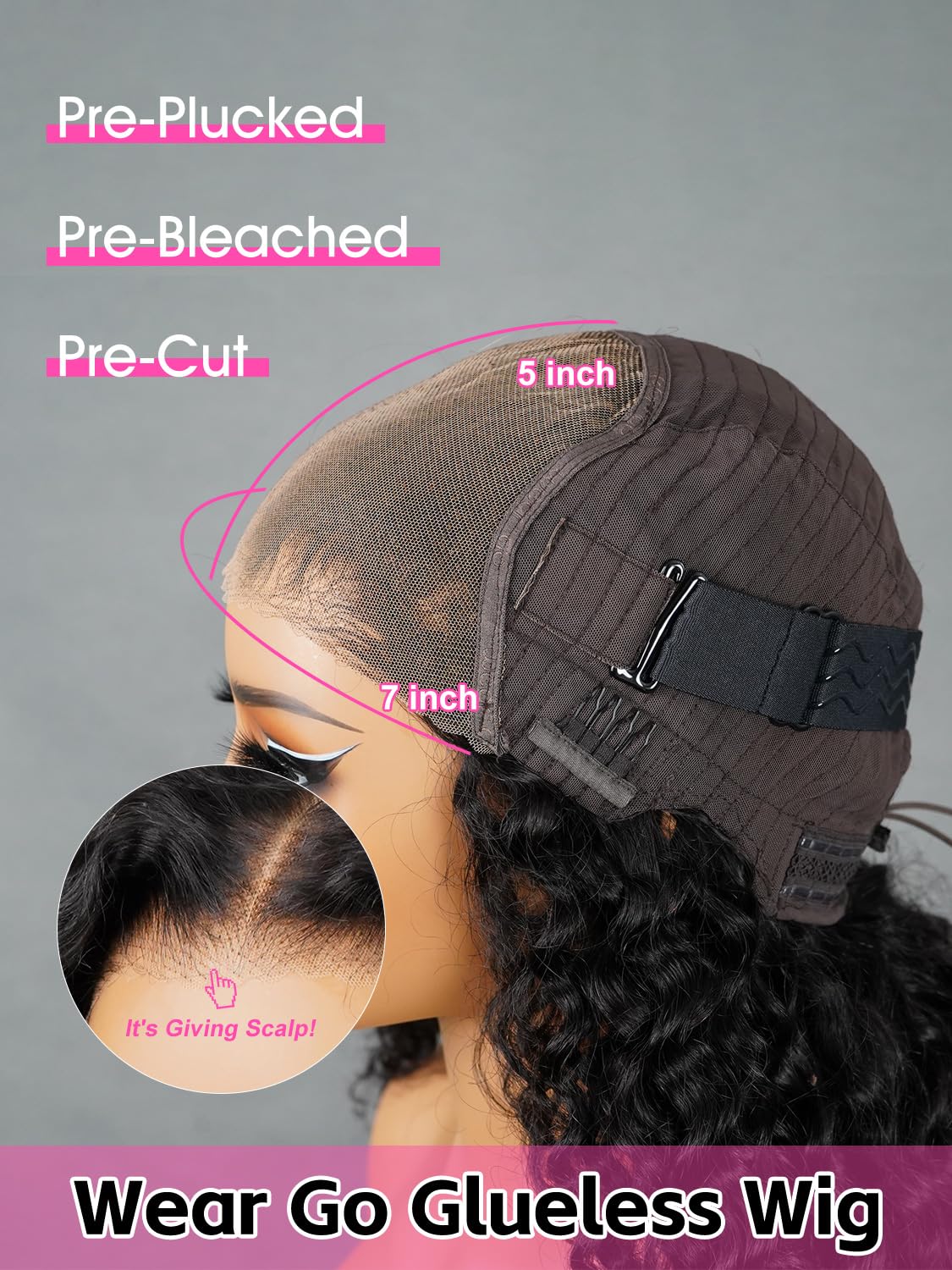 Curlyme Water Wave Wear Go Wig Pre Bleached Tiny Knots Transparent Lace Glueless Wig Human Hair Pre Plucked Pre Cut 7x5 Lace Clo