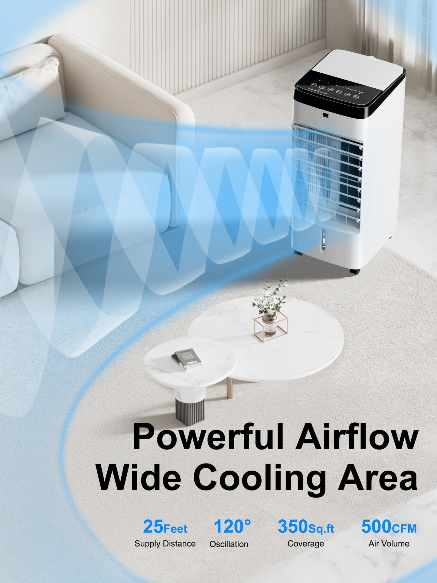 Uthfy Portable Windowless Air Conditioner, 3 In 1 Evaporative Air Cooler With 6 Ice Packs, 4 Modes, 120Oscillation, 12 H Timer,
