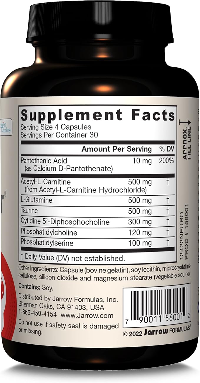 Jarrow Formulas Neuro Optimizer with 7 Neuro-Nutrient Ingredients, Dietary Supplement for Brain Health and Antioxidant Support, 120 Capsules, 30 Day Supply, Pack of 12