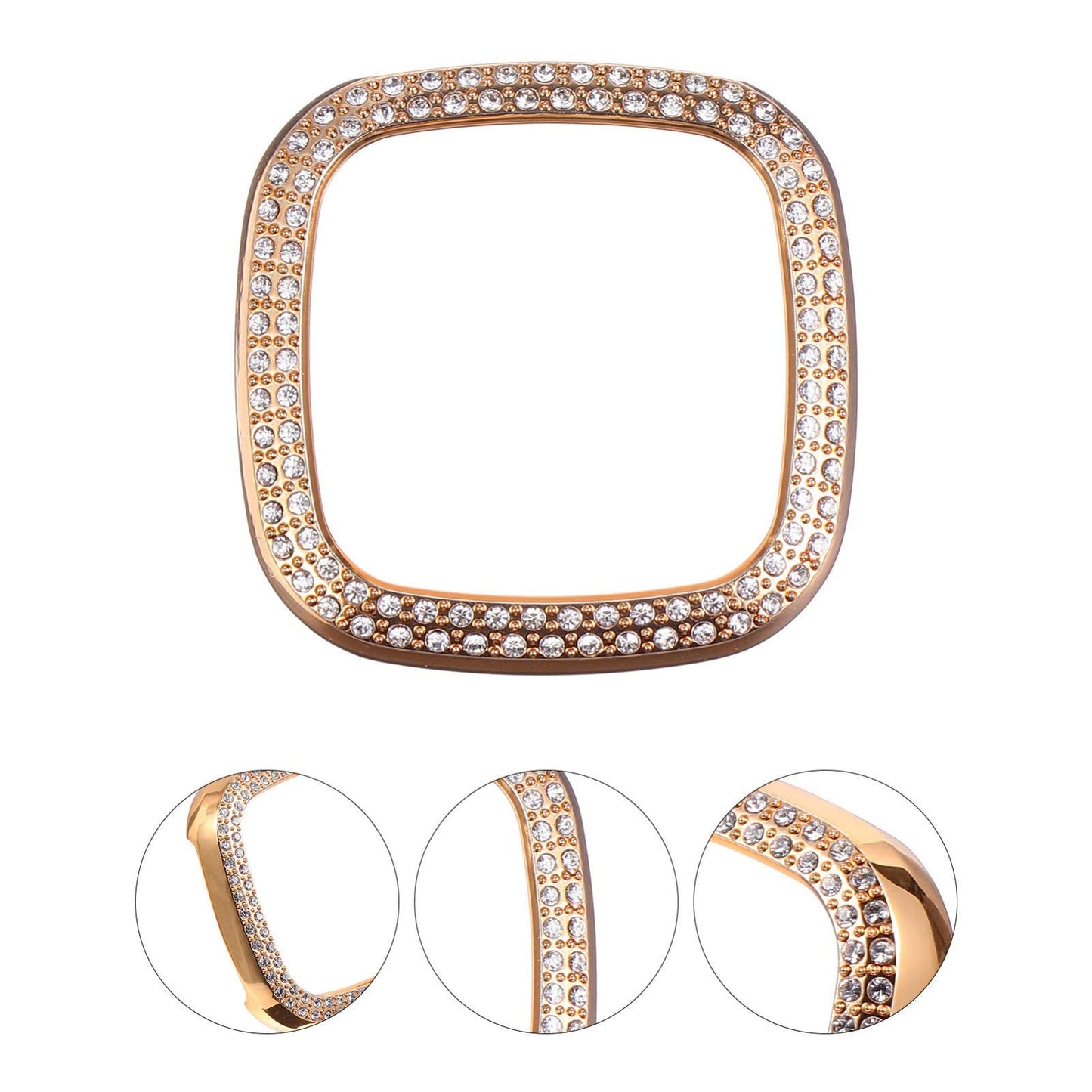 Ukcoco Bling Case Crystals Diamond Frame Protector Compatible With Fitbit 3/Sense Smartwatch Full Around Electroplate Protective