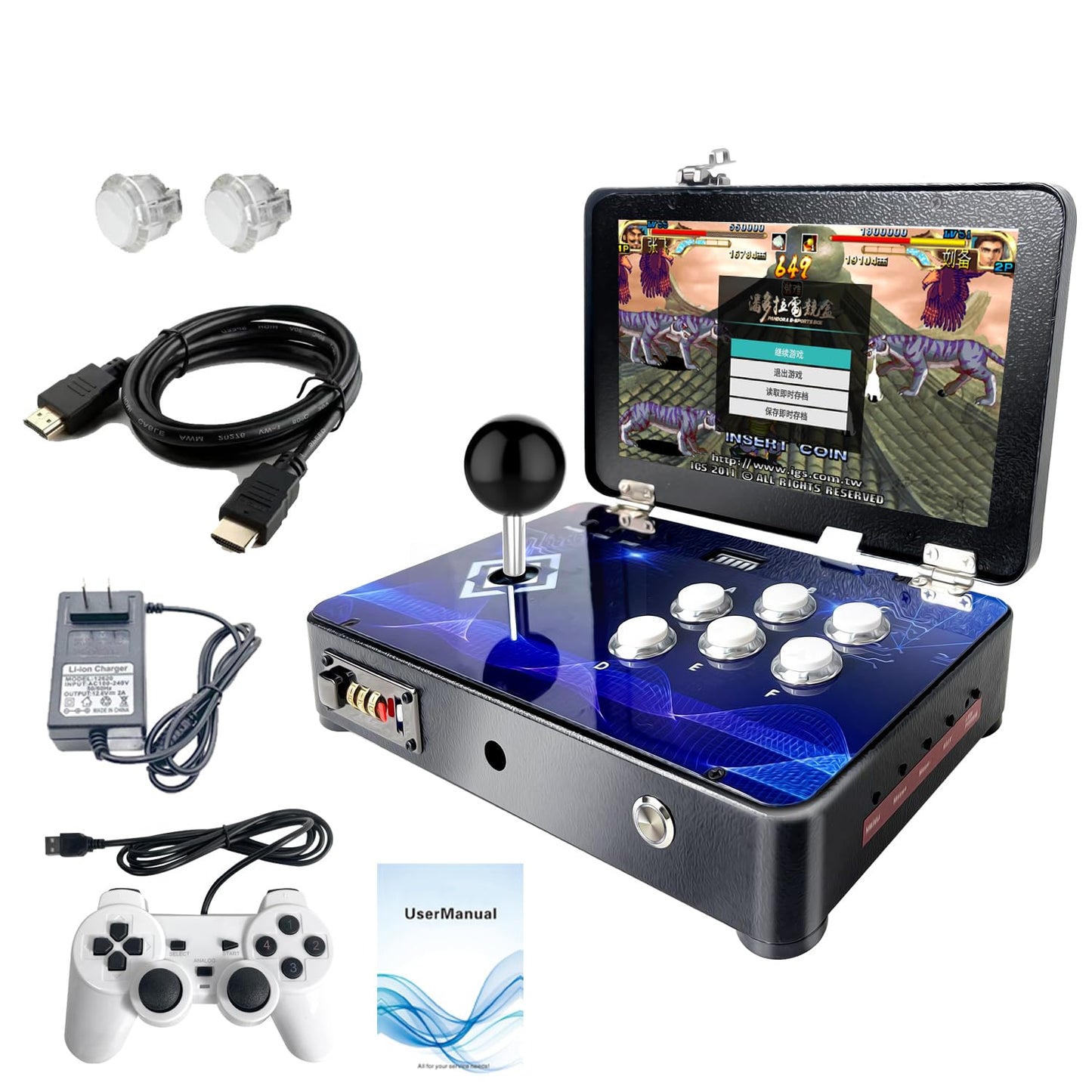 WYGaming Pandora Arcade Portable Retro Video Game Player Built-in 20000+ Classic Games 10 inch LED Integrated Recreation Arcade Emulator Console Compatible with FBA/N64/Arcade/MAME