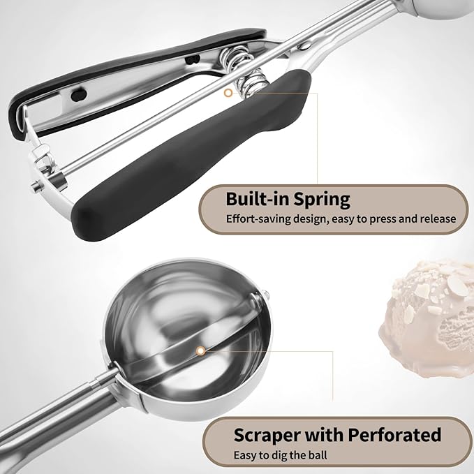 Large Cookie Scoop 3 Tablespoon, Size #20 Dough Scoops for Baking, Trigger Ice Cream Scooper, Stainless Steel Portion Scoop for Jumbo Cookies, Pancakes, Cupcakes, Meatballs