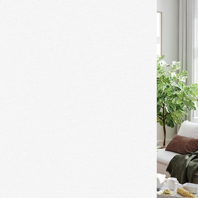 HIDBEA Frosted Window Privacy Film Heat Control UV Blocking, Static Cling Non-Adhesive Reusable Door coverings for Bathroom Home Office (White Frosted 29.5 Inch x 13.1 Feet)