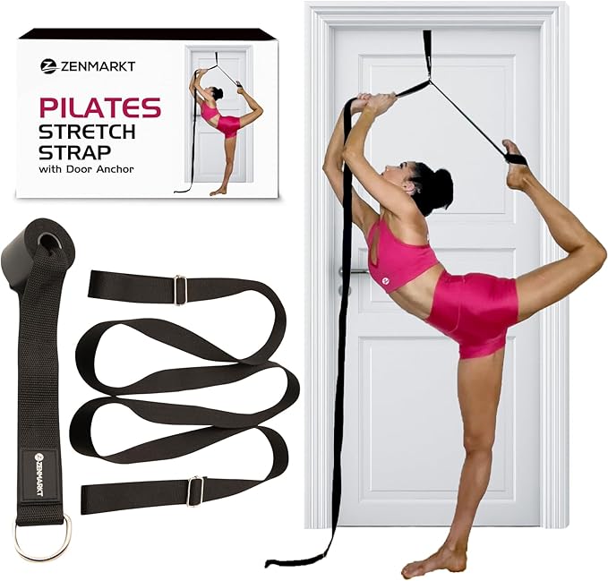 Pilates Stretching Strap with Door Anchor - Flexibility Equipment for Pilates Practitioners - Ideal for Improving Leg Flex...