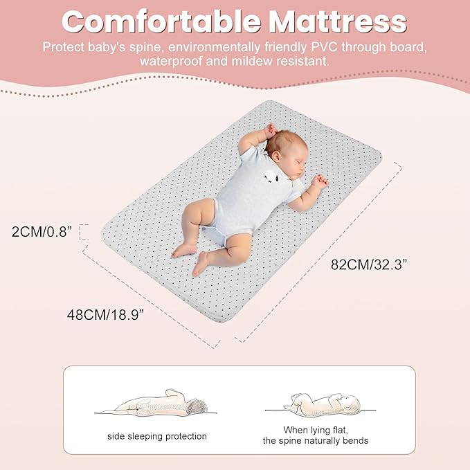 3-in-1 Baby Bassinet Bedside Sleeper for Newborns & Infants - 6-Level Height Adjustable, Portable Convertible Bassinet/Cradle with Mosquito Net, Storage Basket & Wheels,Easy Assemble (Pink)