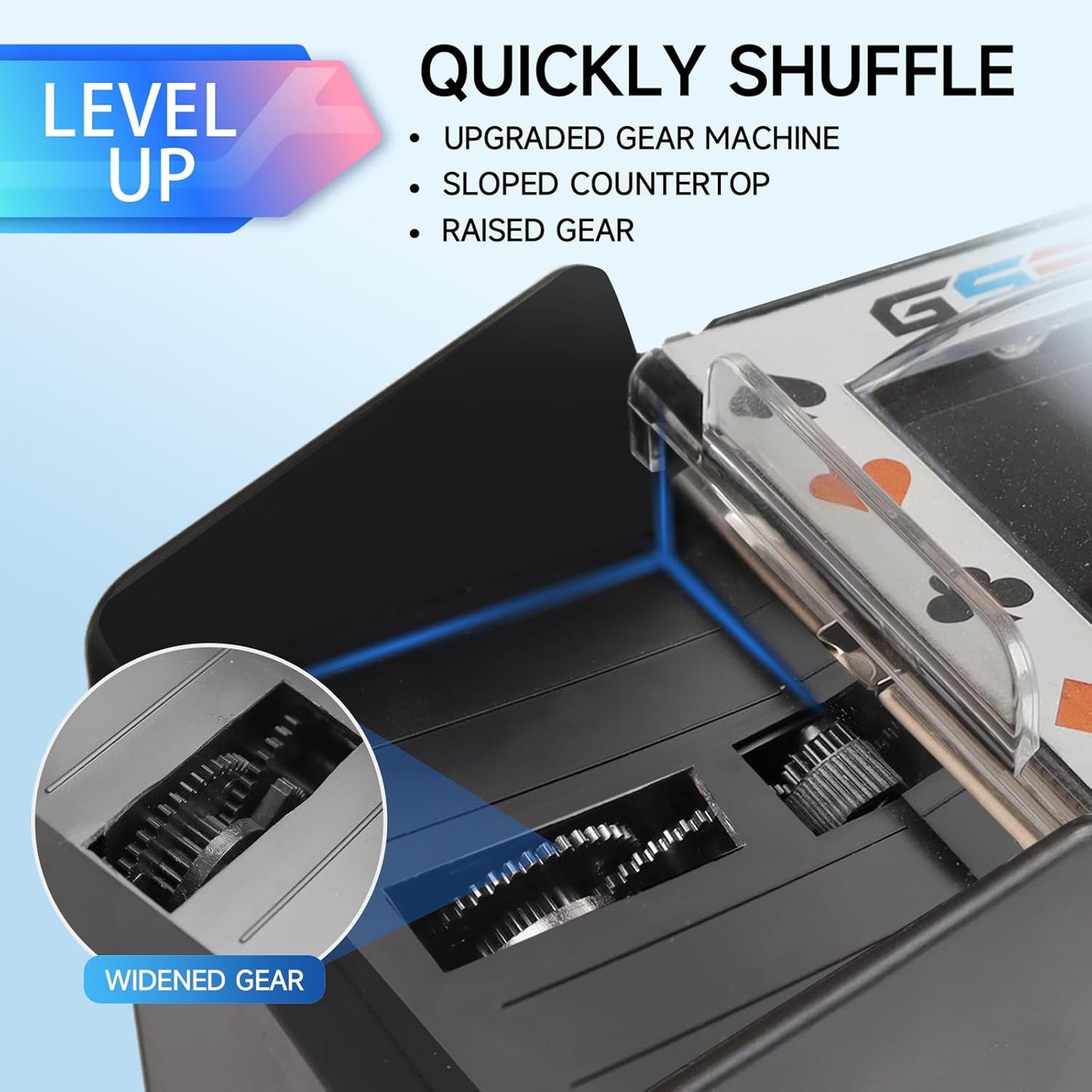 GSE Games & Sports Expert 4-Deck Automatic Card Shuffler, AC/DC-Power & Battery-Operated Shuffler Machines for Playing Cards, Blackjack, Texas Hold'em, Canasta, Bridge, UNO
