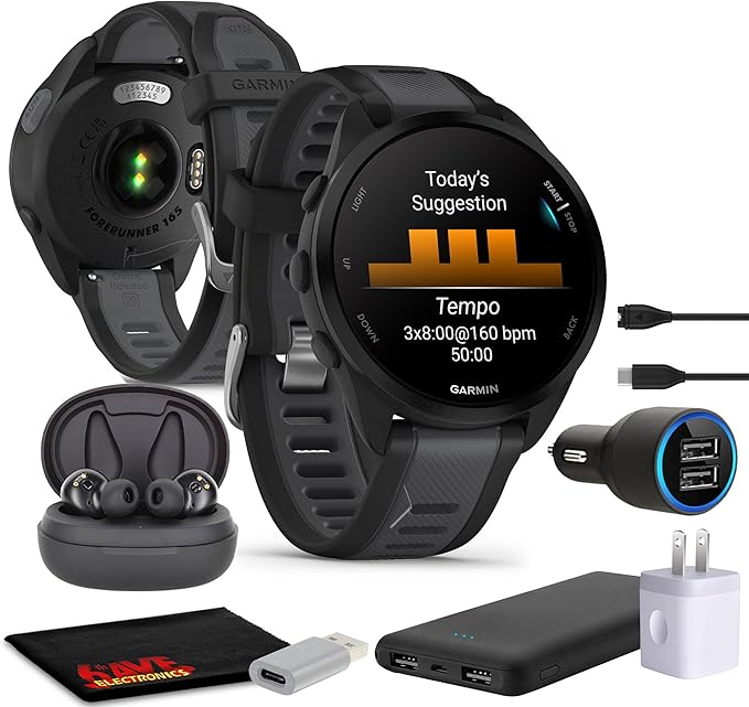 Garmin Forerunner 165 Music GPS Running Smartwatch, Fitness Tracker Smart Watch for Women and Men Bundle with Accessories...