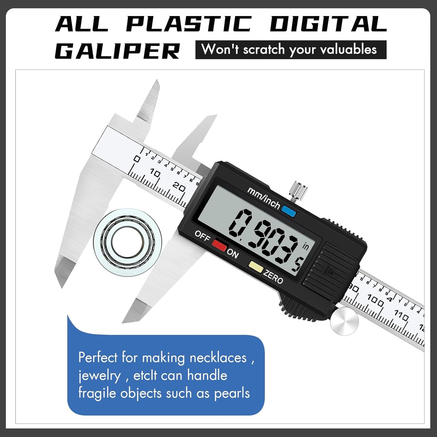 Electronic Digital Caliper Measuring Tool, Stainless Steel Vernier Caliper Digital, Easy Switch from Inch Metric, LCD Screen,0-6inch/150mm Caliper Measuring Tool for DIY/3D Printing