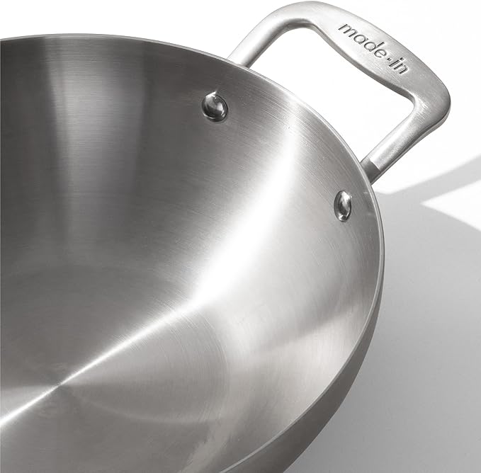 Made In Cookware - 10" Stainless Steel Kadai Pan - 5 Ply Stainless Clad - Professional Cookware - Induction Compatible