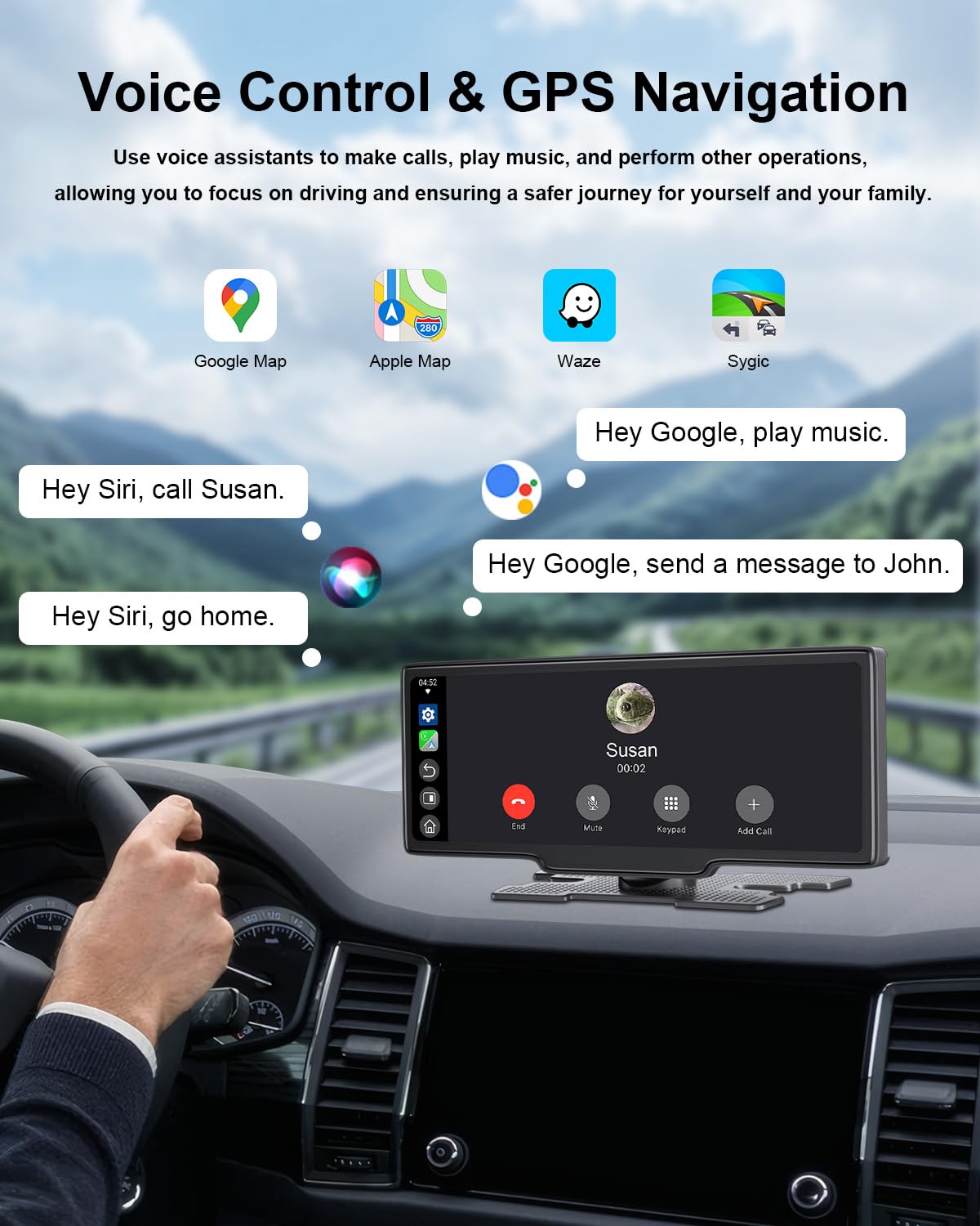 Hk5 Carplay Screen For Car, 10.26 Hd Wireless Apple Carplay & Android Auto Touch Screen With Backup Camera, Car Play Radio Scree