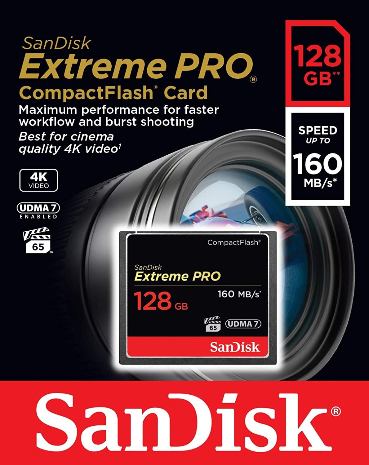 Sandisk 128Gb Extreme Pro Compactflash Memory Card Udma 7 Speed Up To 160Mb/S- Sdcfxps-128G-X46