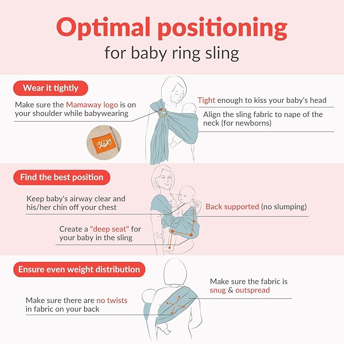 Mamaway Baby Ring Sling Carrier - Newborn and Toddler Sling (Supports up to 165lbs), IHDI Certified, Rayon & Linen Made, Soft & Breathable, Nylon 66 Safety Rings, Storage Pocket Design, Charcoal