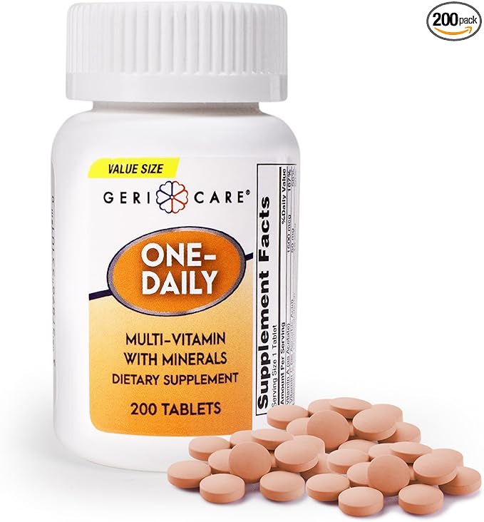 GeriCare One-Daily Multi-Vitamin & Minerals, Dietary Suplement Tablets (200 Count (Pack of 1))