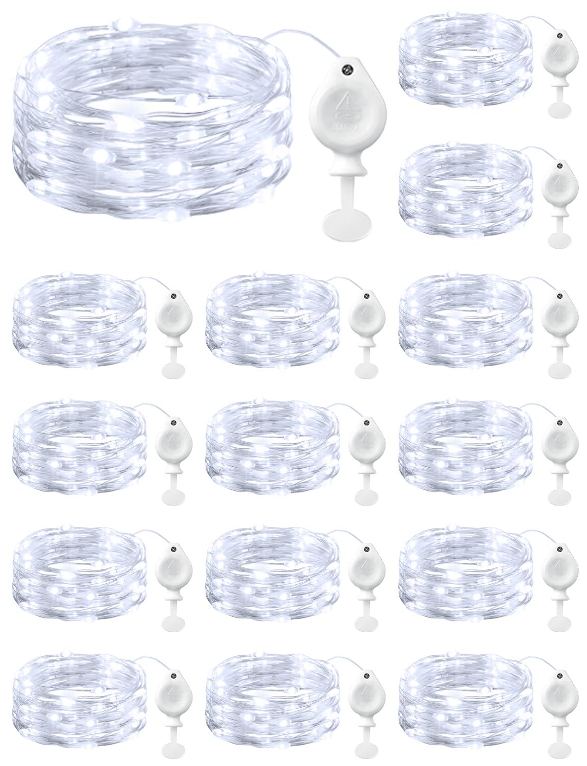 Brightown 14 Pack White Led Fairy Lights Battery Operated String Lights  7Ft 20Led Waterproof Silver Wire String Lights  Firefly Starry Moon Lights For Mason Jars Diy Christmas Wedding Party Bedroom