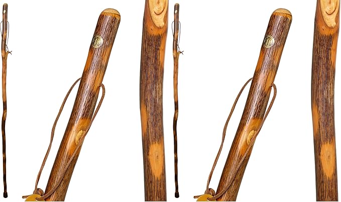 Brazos Rustic Wood Walking Stick, Hickory, Traditional Style Handle, for Men & Women, Made in The USA