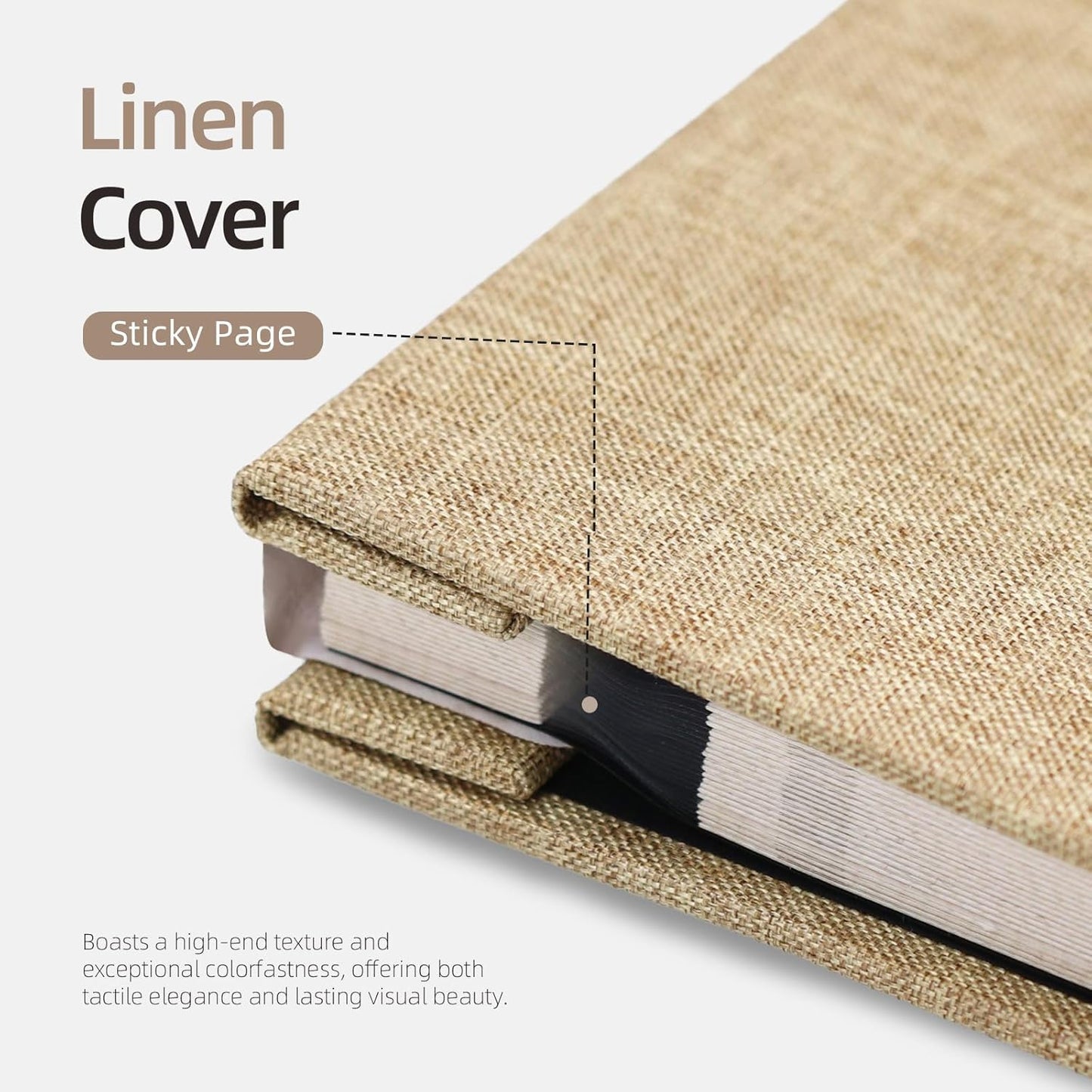 Vienrose Large Photo Album Self Adhesive for 4x6 5x7 8x10 Pictures Scrapbook Album DIY Scrap Book 40 Sticky Pages with A Metallic Pen Khaki