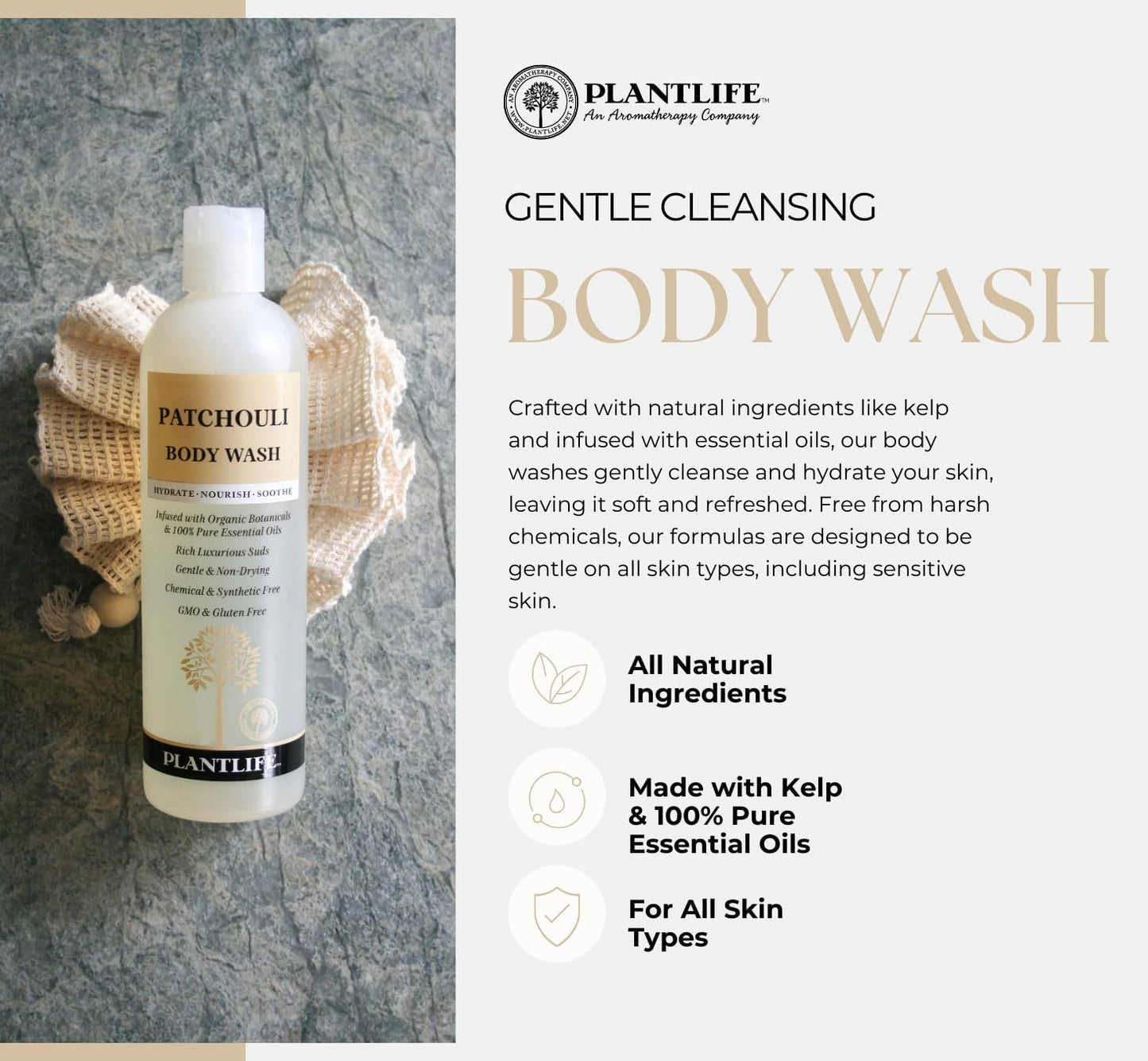 Plantlife Himalayan Rose Body Wash - GMO and Gluten Free Gentle and Moisturizing Body Wash That Contains Only Ingredients Straig