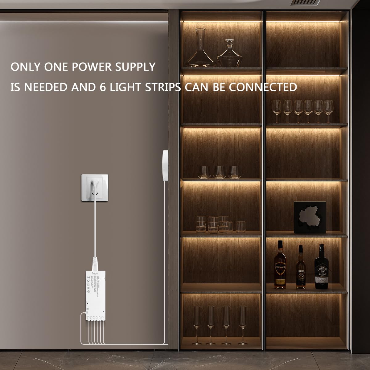 Tlinkosta Cabinet Light Cob Led Strip Lights 6-In-1 Dimmable Touch Control For Display Cabinets  Wardrobes  Kitchen  Wine Cabinets  Showcase & Shelf Lighting (White Light  3.3Ft)