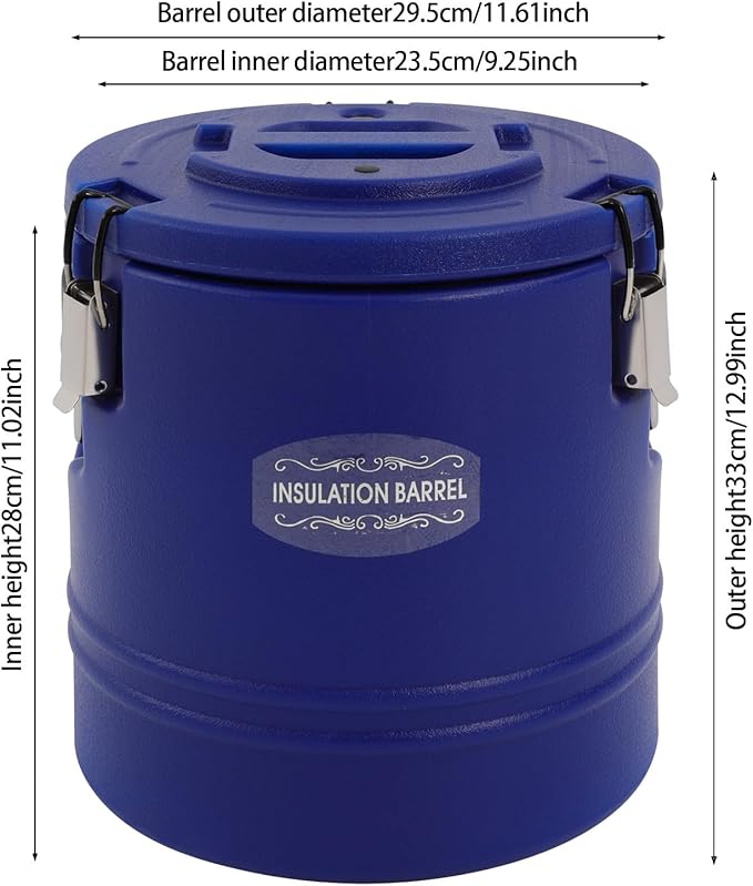 Eapmic 15.85Qt Insulated Food Container, Stainless Steel Container, 15L Commercial Soup Carrier 6 Hours Heat Preservation for Hot and Cold Food Storage Restaurant Canteen Home Lunch Use (Blue, 15L)