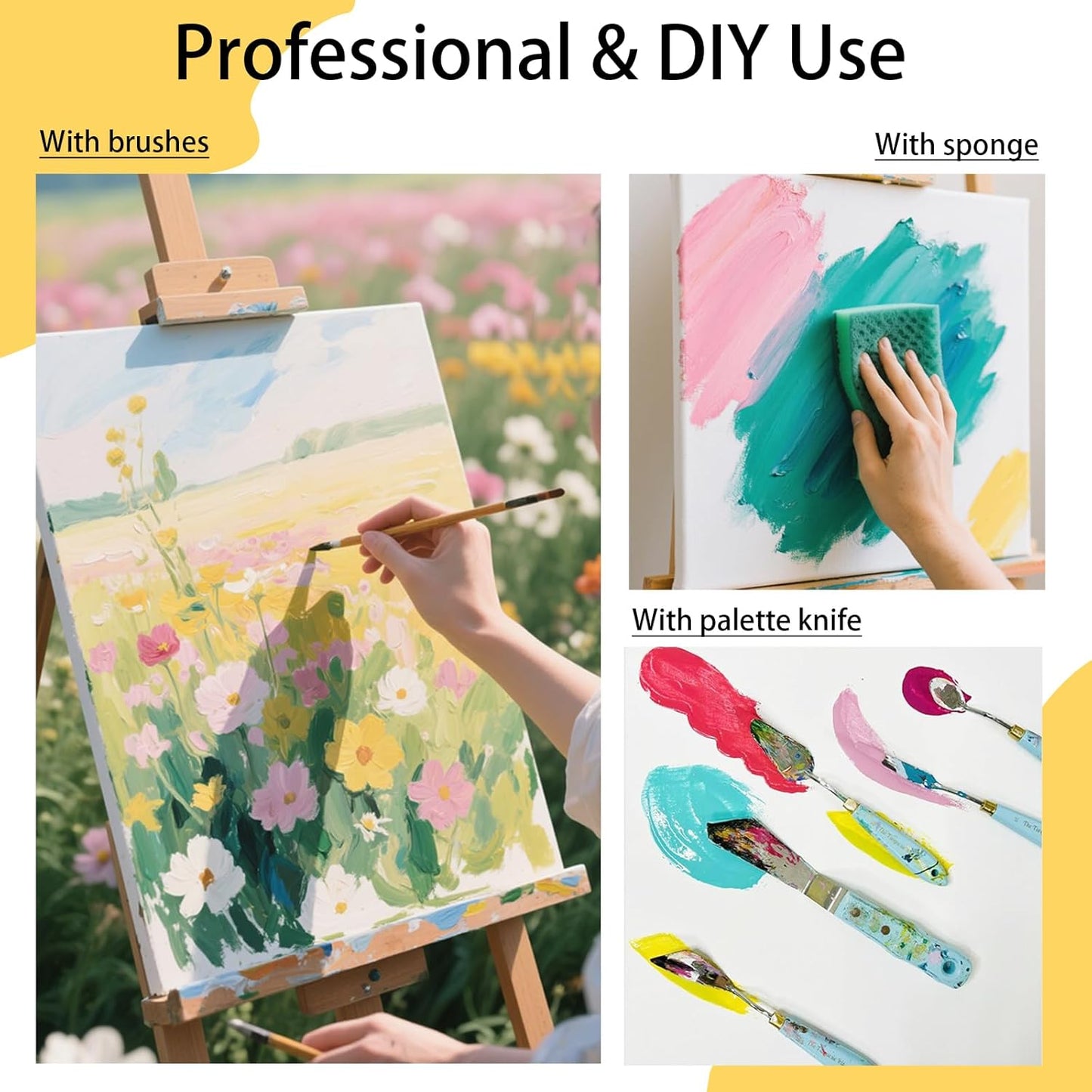 SNOWSUN Yellow Acrylic Paints, Large Bulk Heavy Body Acrylic Paint (42.4 oz, 1L) - Non Toxic Gloss Thick Art Paint for Multi-Surface, Ideal for Canvas Wood Ceramic Fabric and Leather, Stone Craft, for Artists & Beginners