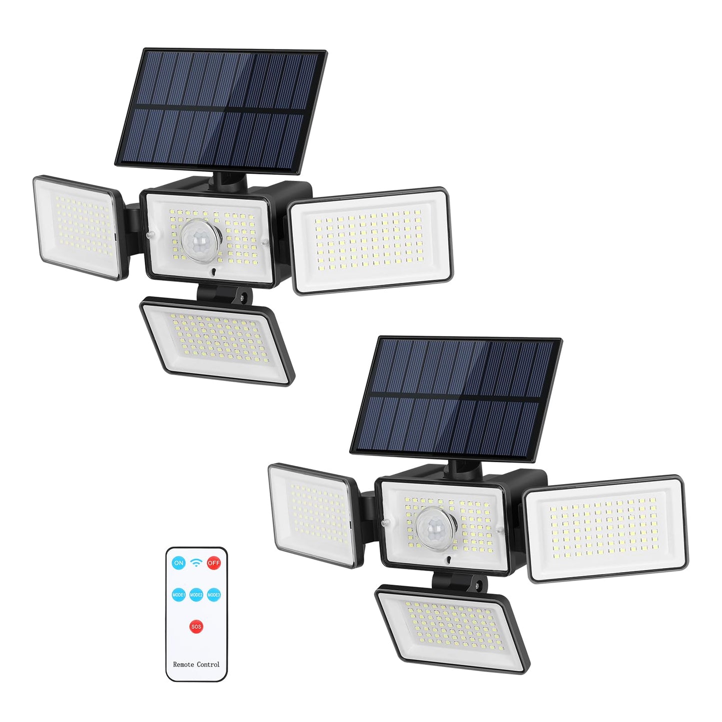 Fogein Solar Outdoor Lights 288 LED Motion Sensor 2 Pack Black IP65 Waterproof
