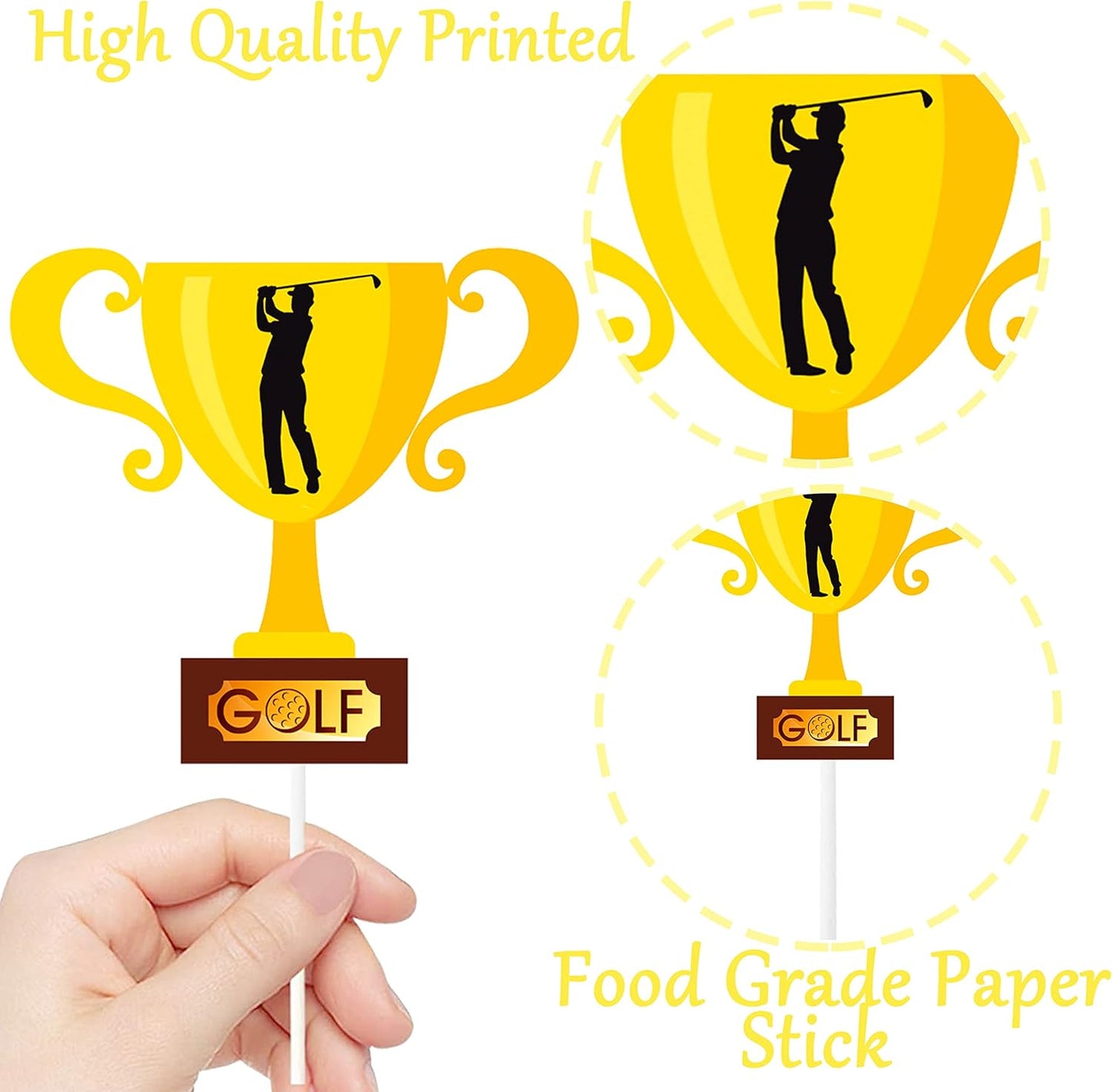 Golf Cupcake Toppers 36Pcs Golf Ball Cupcake Toppers Sticks Golf Birthday Party Cake Picks Sports Golf Theme Decorations for Golf Life Baby Shower Supplies