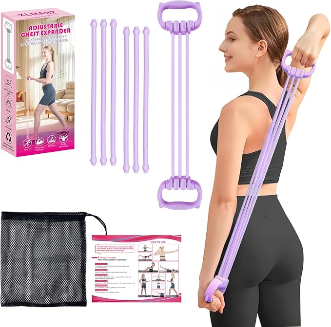 XLMABZ 6 Gear Adjustable Resistance Bands, Fitness Resistance Bands Exercise Bands with Comfort Grips, Unisex, for Arms, C...
