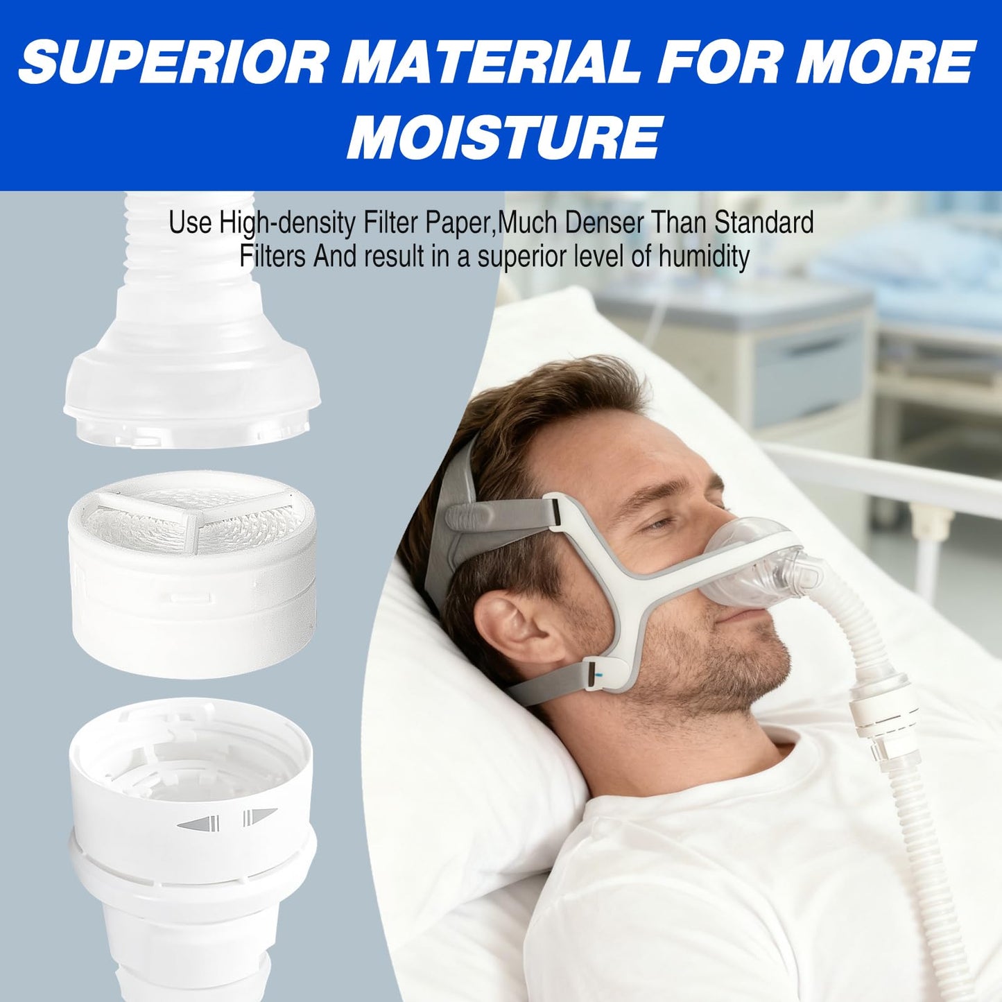 Humidx Plus for Airmini - (6 Pack) HME for air mini HumidX Plus,Replacement Humidifier Filter - Compatible with Airmini CPAP Machine & P10 Nasal Pillows, N20, N30 Nasal Masks,Individually Sealed