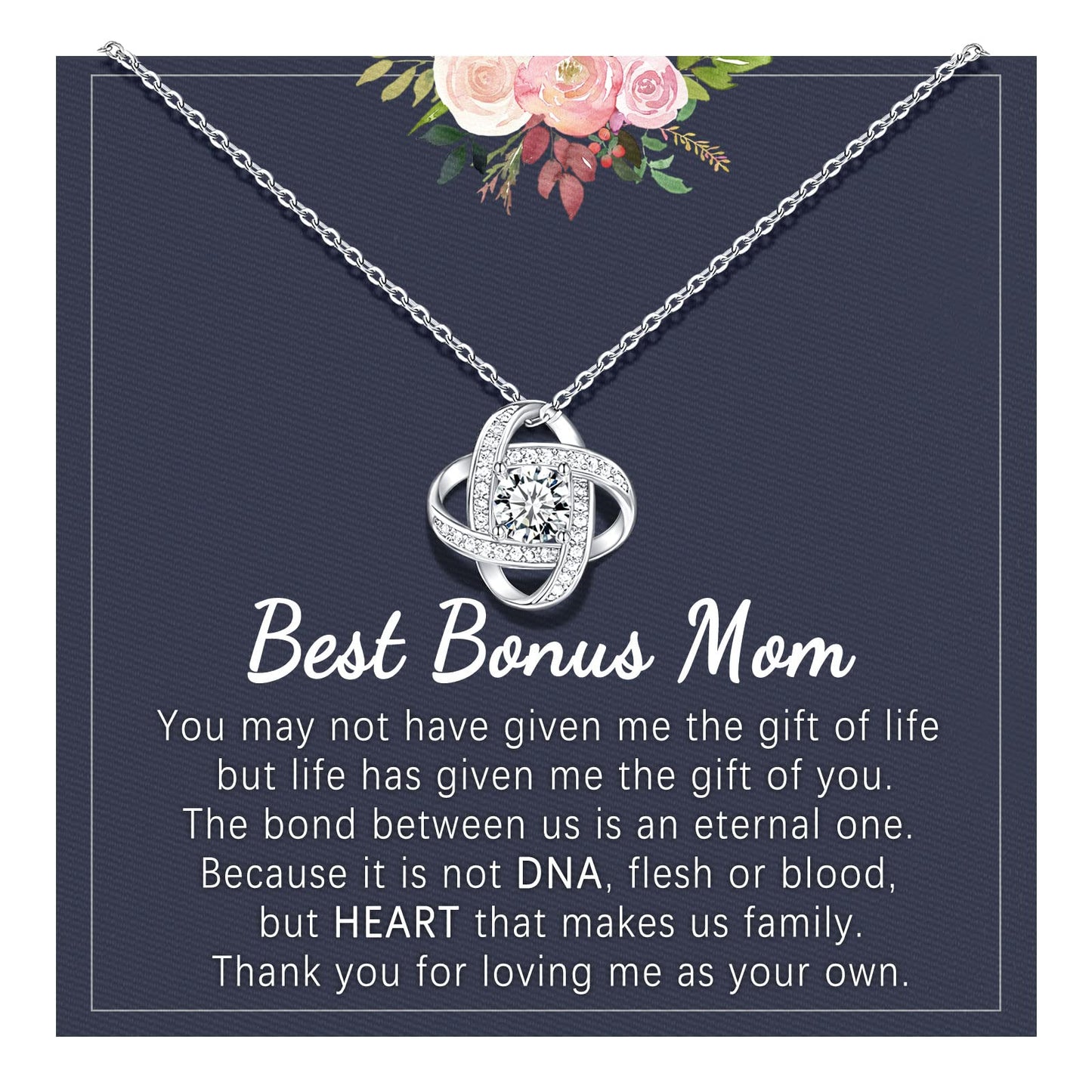 UNGENT THEM Bonus Step Mom Necklace Christmas Birthday Mother's Day Gifts from Daughter Second Foster Adoption