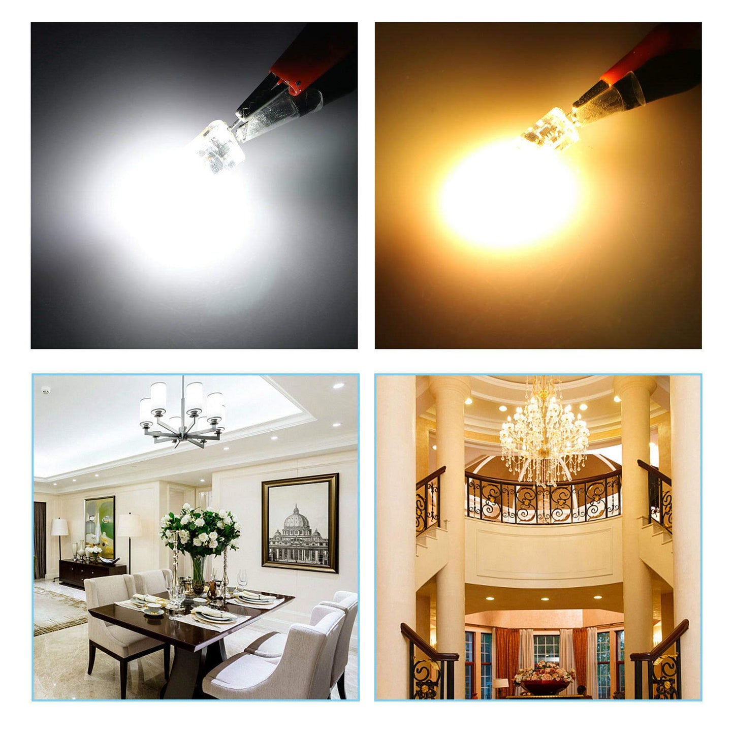 Lxcom Lighting G4 Led Bulb 12V Bi-Pin Base 1.5W Led Cob Light Bulbs (10 Pack) 10W Halogen Replacement Warm White 3000K T3 G4 Base No Flicker For Under Cabinet Puck Light Landscape