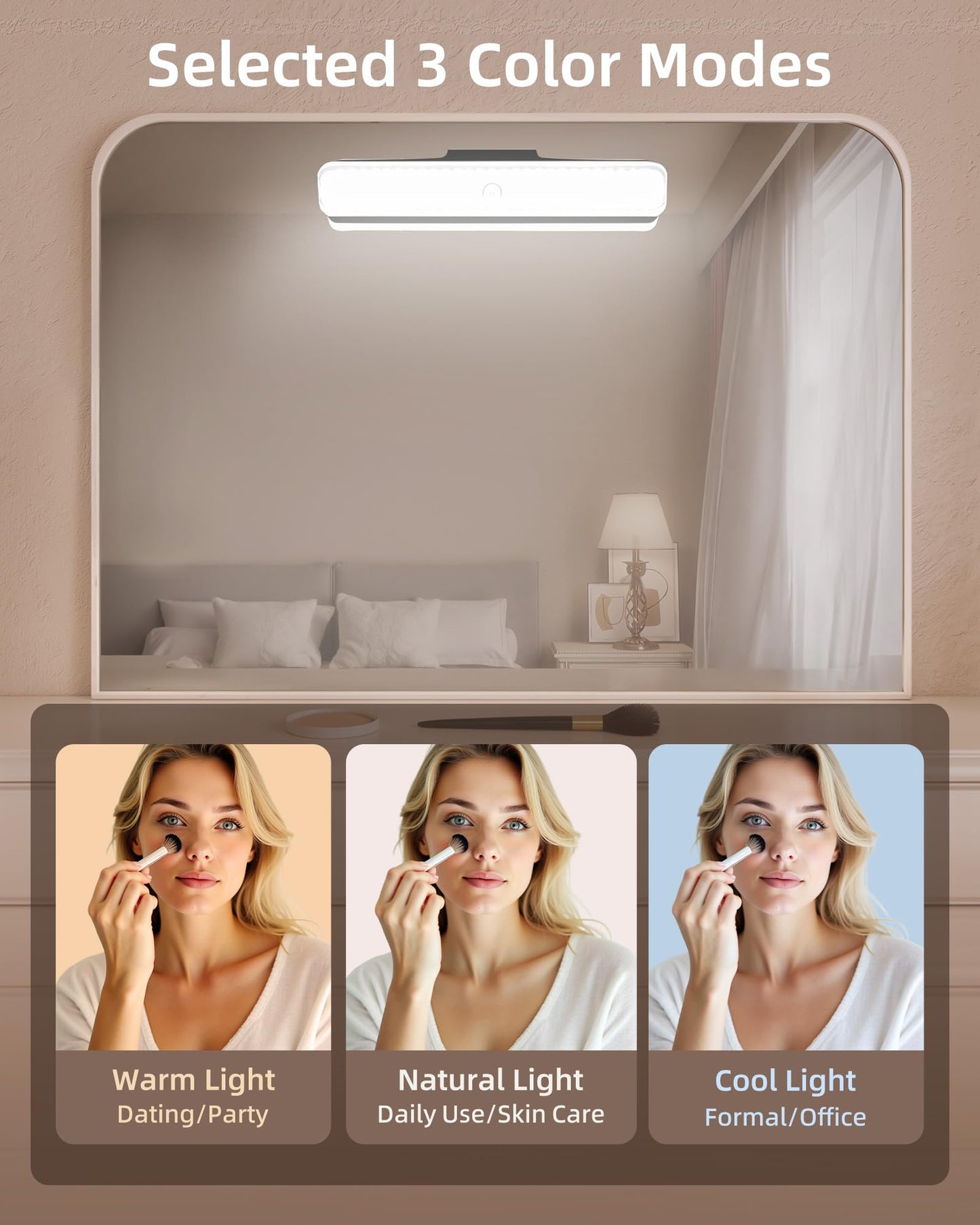 Ezvalo Wireless Makeup Light 1 Pack  Vanity Lights For Mirror Bathroom Mirror Light  Rechargeable  3 Color Modes  Stepless Dimming  Touch Control  Adjustable Angle  Black  Women S Gifts