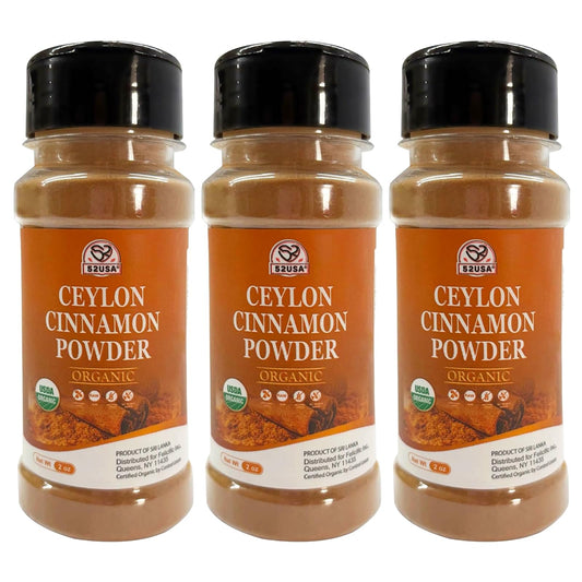 52USA Organic Ceylon Cinnamon Powder  2 Ounce (Pack of 3)  True Cinnamon Farmed in Sri Lanka  Non-GMO  Gluten-Free  Perfect for Baking  Cooking and Beverages