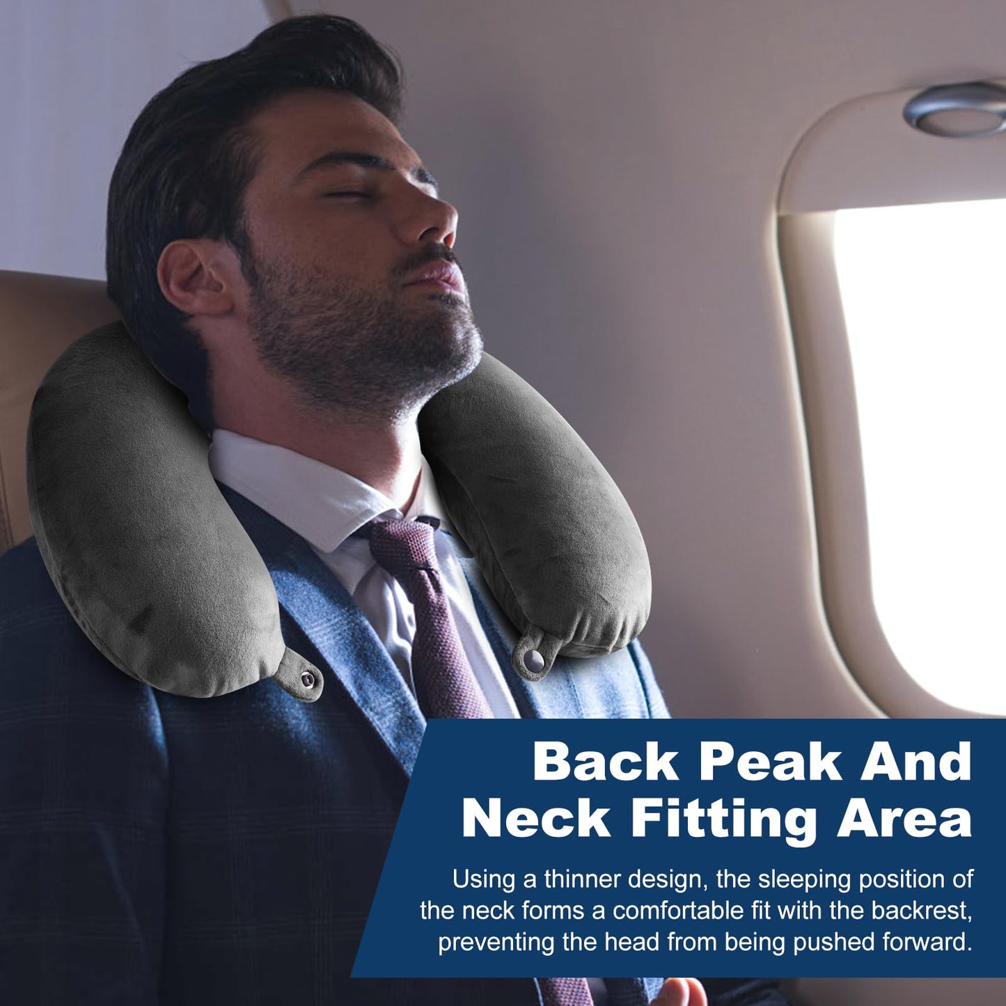 GDEOUP Travel Pillow 100% Pure Memory Foam Neck Pillow Airplane for Traveling,Car, Train,Napping,Traveling,Washable Cover (Grey)