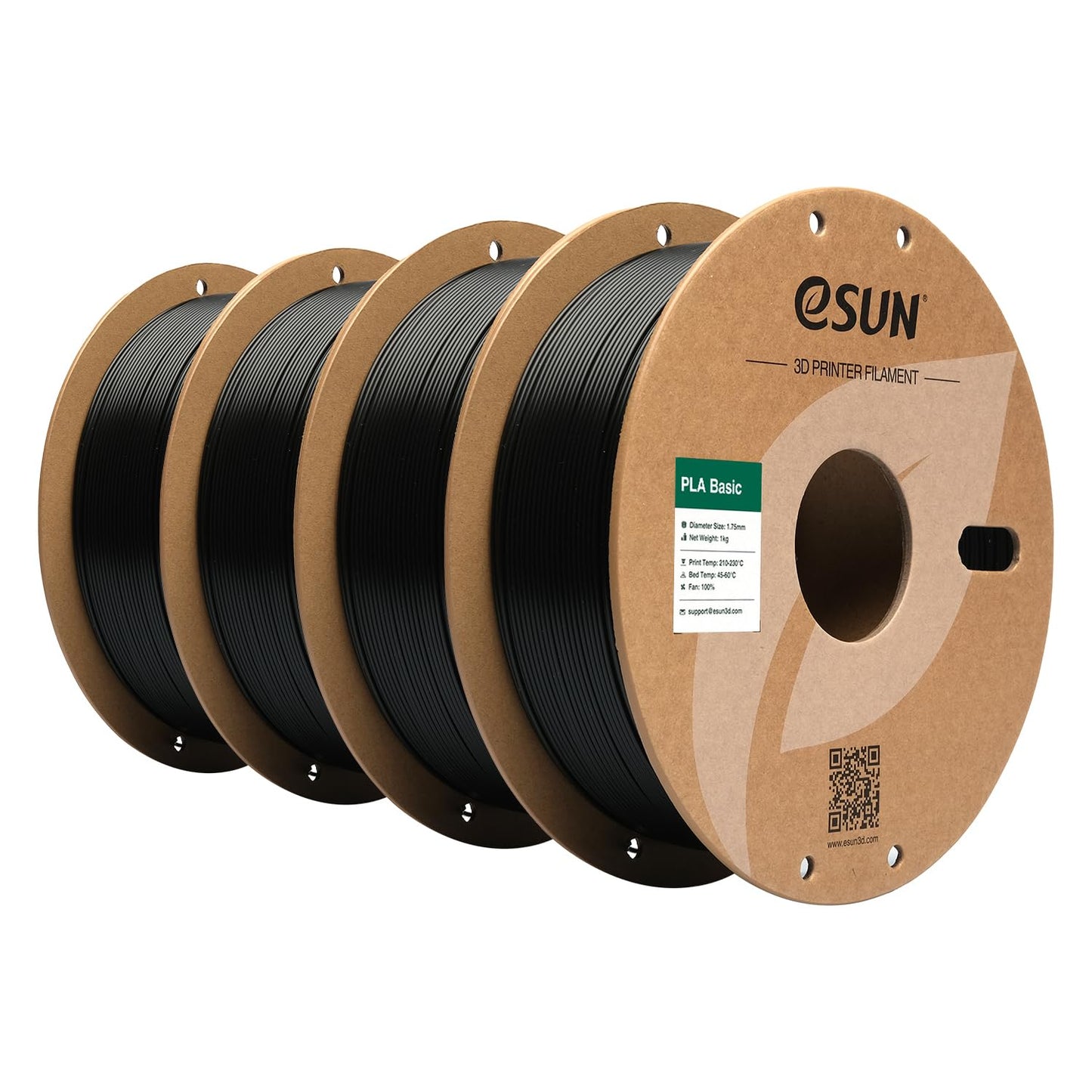 eSUN PLA Basic Filament 1.75mm, 3D Printer Filament High Speed PLA for Fast Printing, 1KG Spool, 4 Spools 3D Printer Filament, B