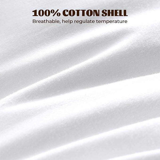 WOLKI Goose Feather Down Alternative Pillows Queen Size Set of 2, 100% Soft Cotton Shell Bed Pillow, Hotel Sleeping Pillow for Back, Stomach or Side Sleepers 20x30